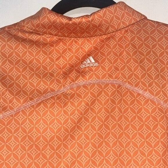 Adidas ClimaCool Sleeveless Orange Geometric Zip Polo Shirt L - Picture 7 of 8